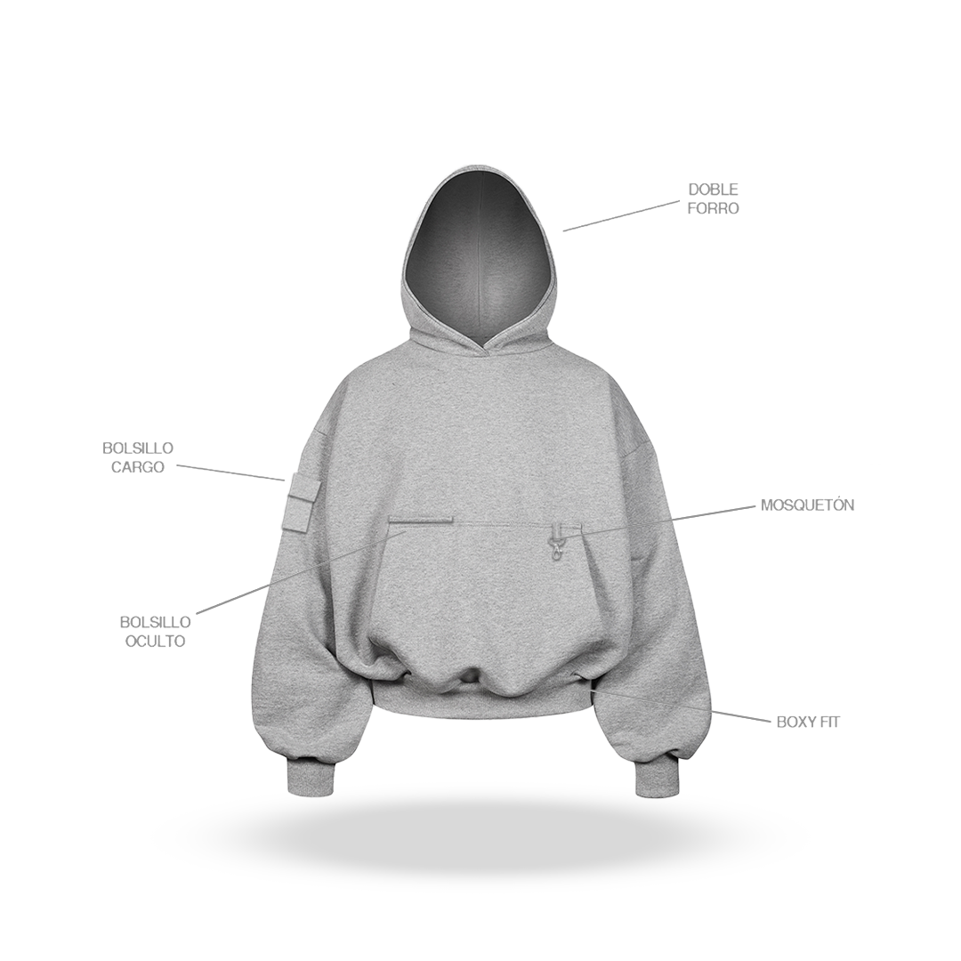 Grey Cargo Hoodie