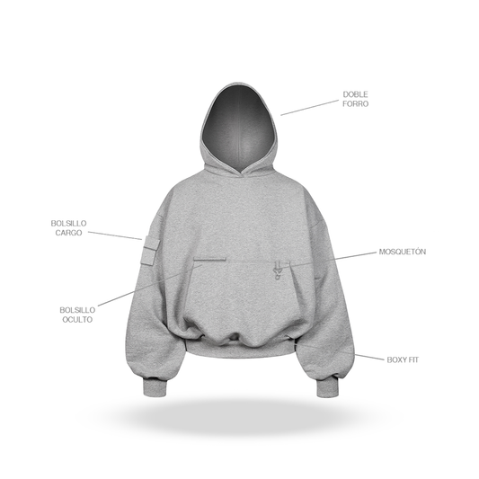 Grey Cargo Hoodie