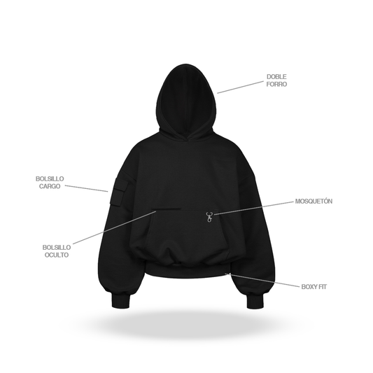 Black Cargo Hoodie